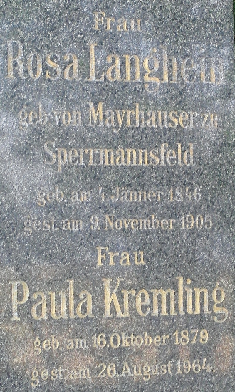Langhein geb. von Mayrhauser zu Sperrmannsfeld; Kremling