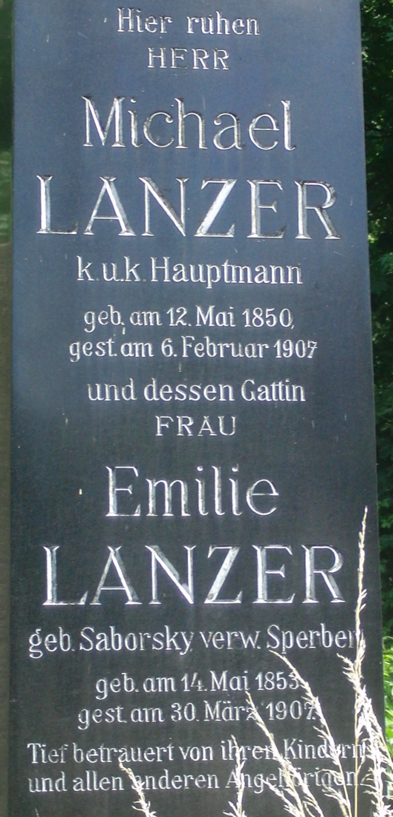 Lanzer; Lanzer geb. Saborsky verw. Sperber