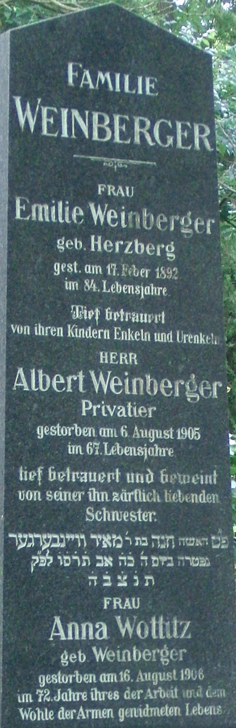 Weinberger; Weinberger geb. Herzberg; Wottitz geb. Weinberger