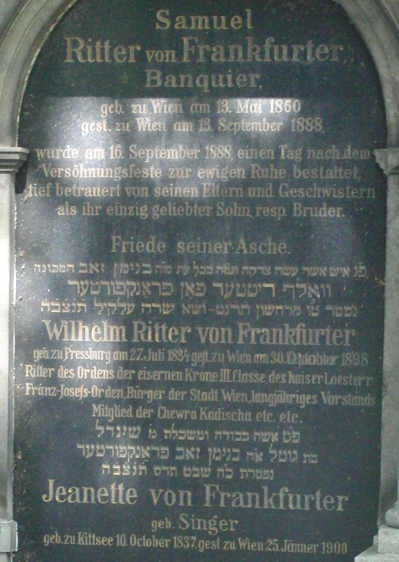 von Frankfurter; von Frankfurter geb. Singer