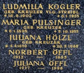 Kogler geb. Kreuzer; Pulsinger geb. Kreuzer; Hölzl geb. Kreuzer; Öffl