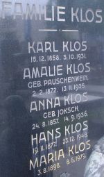 Klos; Klos geb. Pauschenwein; Klos geb. Joksch