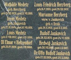 Herzberg; Medetz; Medetz geb. Herzberg; Jankovich; Jankovich geb. Medetz; von Hetzendorf; Herzberg geb. von Deak verw. Jankovich