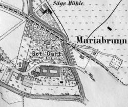 Lageplan des alten Mariabrunner Friedhofs und des neuen Hadersdorfer Friedhofes (1876)