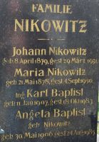 Nikowitz; Baptist; Baptist geb. Nikowitz