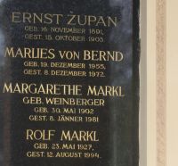 Zupan; von Bernd; Markl; Markl geb. Weinberger