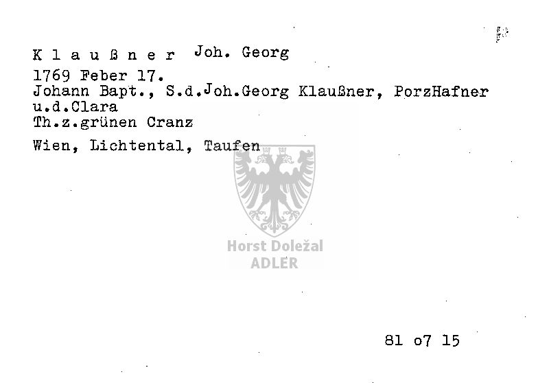Klaußner Johann Georg