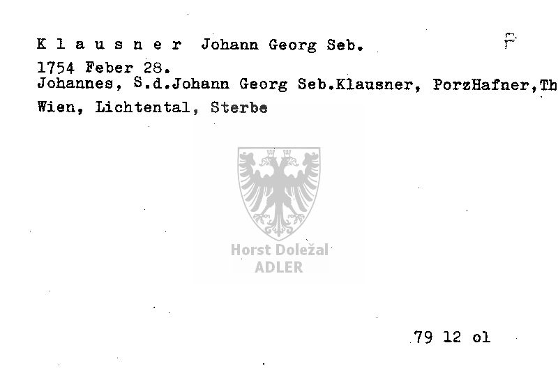 Klausner Johann Georg Seb.