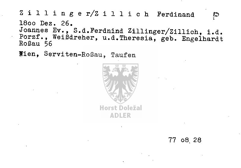 Zilliger (Zillich) Ferdinand