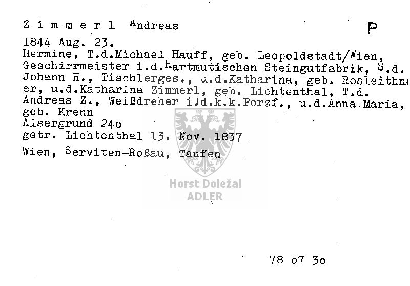 Zimmerl Andreas, Weißdreher