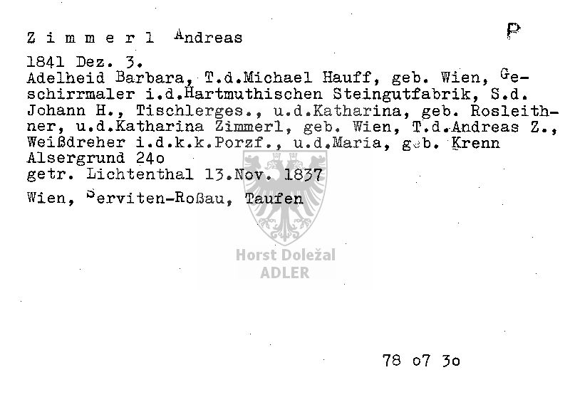 Zimmerl Andreas, Weißdreher