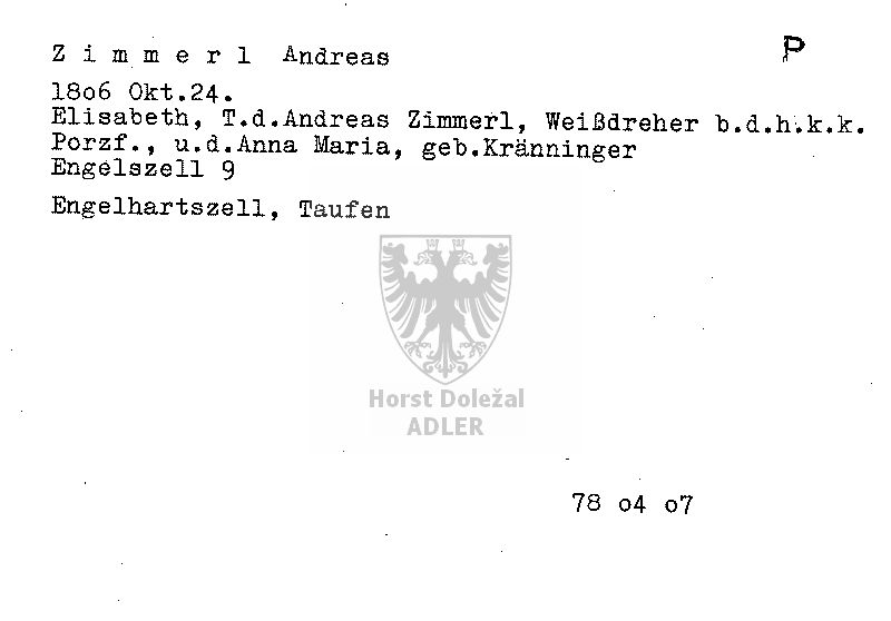 Zimmerl Andreas, Weißdreher