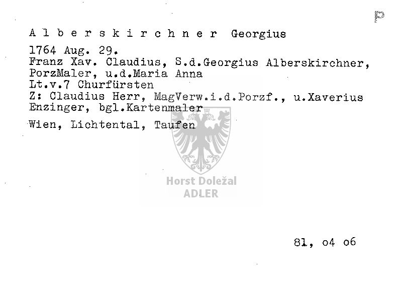 Alberskirchner Georgius, Porzellan-Maler