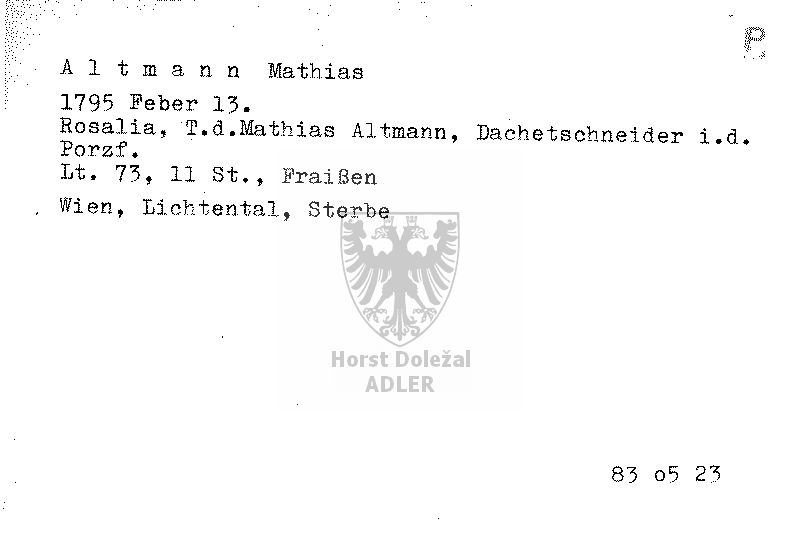 Altmann Mathias, Dachetschneider