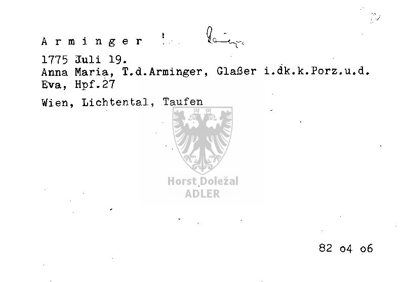 Arminger Anna Maria, Glasierers Tochter