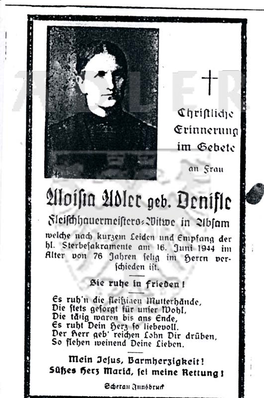 Adler geb. Denifle, Aloisia