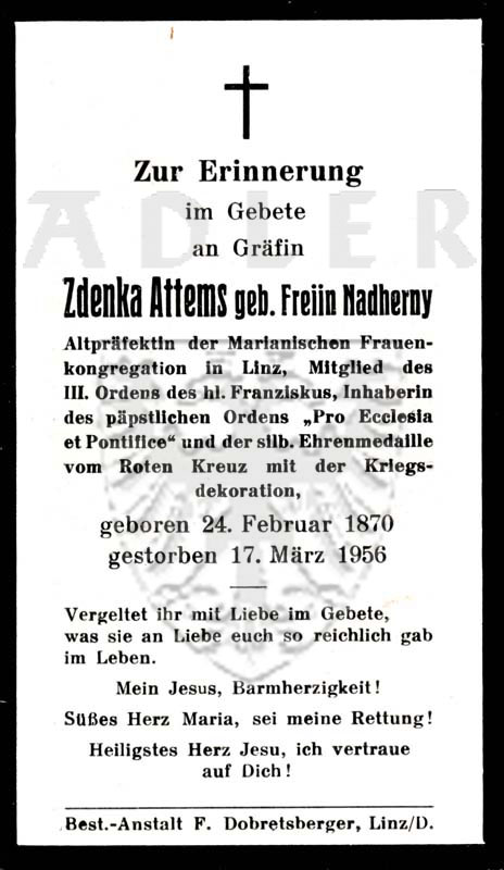 Attems geb. Freiin Nadherny, Zdenka