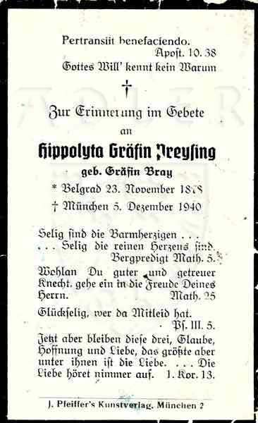 Bray [verh. Gräfin Preysing], Hippolyta Gräfin