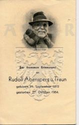 Abensperg und Traun, Rudolf,
* 21 SEP 1872,
+27 OCT 1954