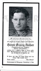 Aicher, Georg,
Landwirtssohn von Heisting, Pfarre Pleiskirchen,
+04 OCT 1946 (26) in Gefangenenlager im Ural,
(Sohn und Bruder)