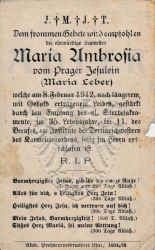 Ambrosia, Maria,
vom Prager Jesulein (Maria Leber),
+08 FEB 1912 (34)
