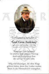 Andrássy, Geza Graf,
* 20 DEC 1920 in Wien,
+19 FEB 1997 in Vaduz