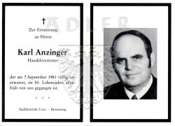 Anzinger, Karl,
Handelsvertreter,
+07 SEP 1981 (53)