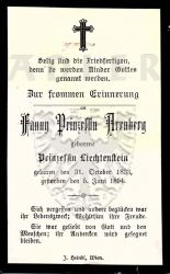 Arenberg, Fanny Prinzessin (geb. Prinzessin Liechtenstein),
* 31 OCT 1833,
+05 JUN 1894