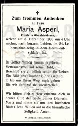 Asperl, Maria
Private in Obersteinabrunn
+03 DEC 1933 (83)