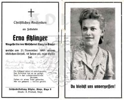 Aßlinger, Erna
Angestellte der Wäscherei Lorz in Steyr
+21 NOV 1944 (Unfall)
ledig
Vater: Leopold