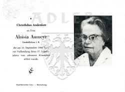 Aumeyr, Aloisia
Geschäftsfrau i. R. 
+15 SEP 1980 (76)