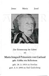 Curland geb. Gräfin von Ballestrem, Maria Irmgard Prinzessin von