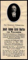 Barbo von Waxenstein, Josef Anton Graf