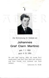 Clam Martinic, Johannes Graf