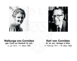 Cornides, Karl von; Doblhoff [verh. von Cornides], Dr. Walburga Freiin von