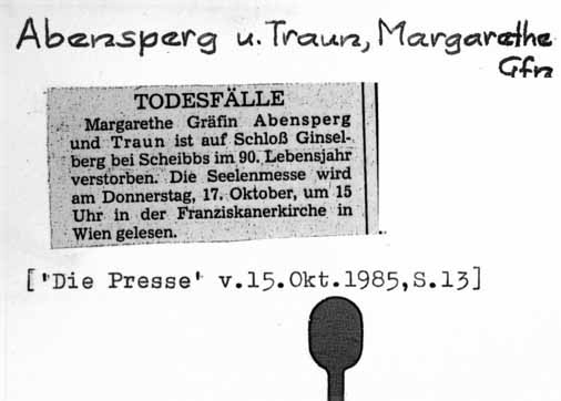 Abensperg und Traun, Margarethe Gräfin
