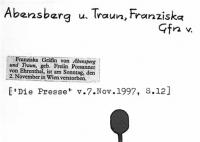 Abensperg und Traun, Franziska Gräfin von
