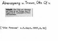 Abensperg und Traun, Otto Graf von