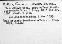 Adler, Guido, Dr. jur. Dr. phil.