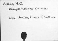 Adler, H. G.