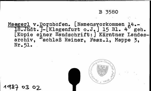 Mägerl von Dornhofen