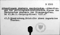 Abhandlungen Akademie sächsischen [B-2520.]