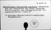 Abhandlungen Geschichte Augsburg [W-4518.16]