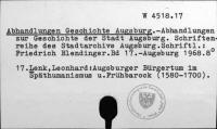 Abhandlungen Geschichte Augsburg [W-4518.17]