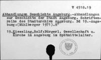 Abhandlungen Geschichte Augsburg [W-4518.19]
