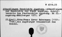 Abhandlungen Geschichte Augsburg [W-4518.23]