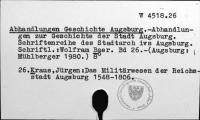 Abhandlungen Geschichte Augsburg [W-4518.26]