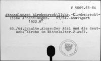Abhandlungen kirchenrechtliche [W-5069.63-64]