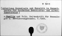 Abteilung Genealogie und Heraldik im Gesamtverein der deutschen Geschichts- und Altertumsvereine [W-3813.]