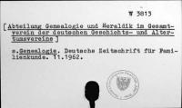Abteilung Genealogie und Heraldik im Gesamtverein der deutschen Geschichts- und Altertumsvereine [W-3813.]